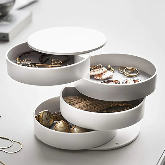 Corvenza Jewel — Organizador Giratório com Tampa para Joias e Cosméticos