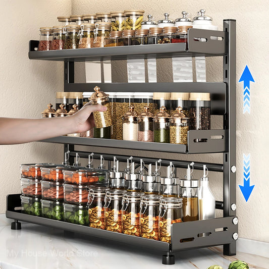 Corvenza Spice — Porta-Temperos 3 Andares Ajustável em Metal