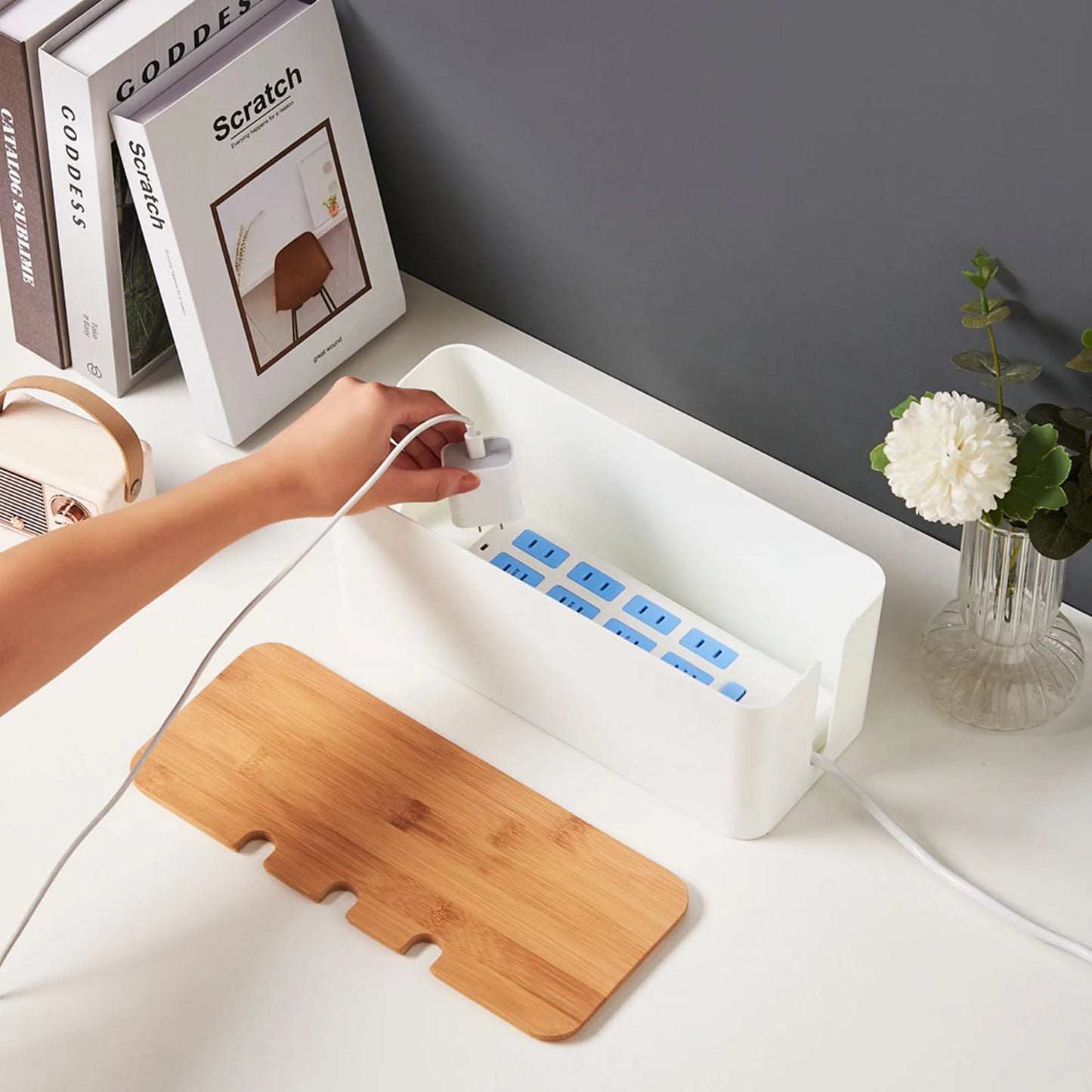 Corvenza Cable Box — Organizador de Cabos e Fios com Tampa